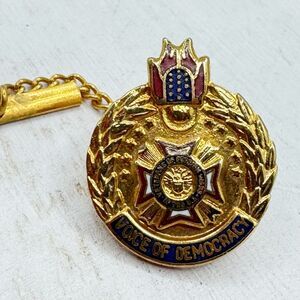Vtg Veterans Of Foreign War VFW Voice Of Democracy Lapel Pin Tie Tack With Chain